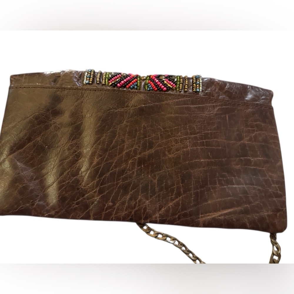 OVERLAND Sahara Sunset Beaded Leather Crossbody Clutch - Picture 3 of 4